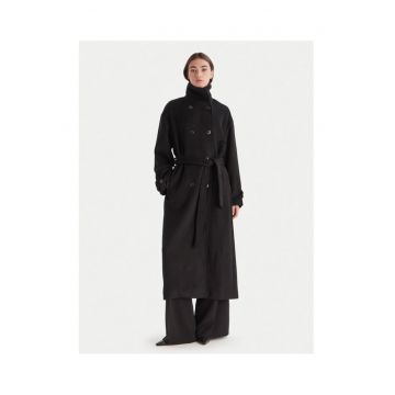Palton dama  negru - 50% lana - 50% poliester - sistem inchidere nasturi -