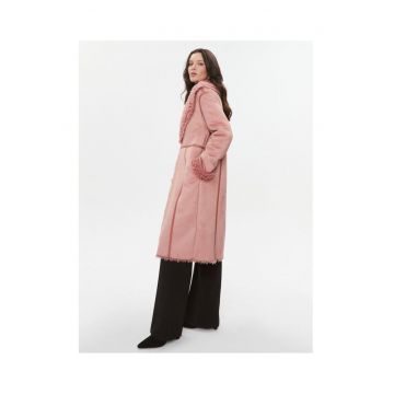 Palton dama -  set de doua piese - roz - poliester -
