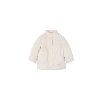 Palton fetita -  elegant - confortabil - bej - poliester -