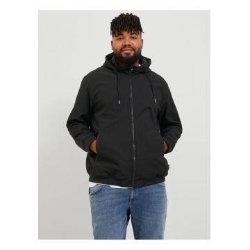 Plus Jacheta softshell cu gluga barbati big sizes - Negru -