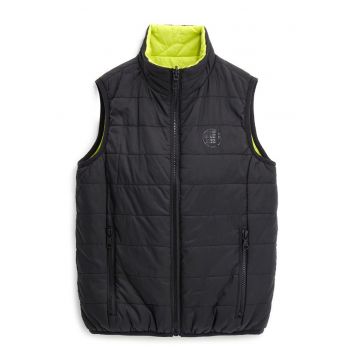 Vesta reversibila cu guler mediu - Negru/Galben neon