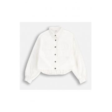 Camasa  alb - bumbac - maneca lunga - cu guler cu nasturi - pentru fete - set ideal pentru ocazii speciale si purtare zilnica