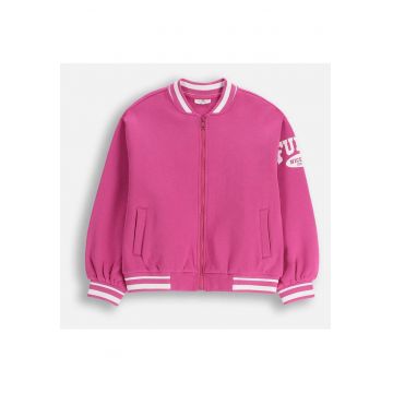 Geaca bomber  roz - material moale - captusita cu fleece - pentru fete - set ideal pentru primavara-toamna