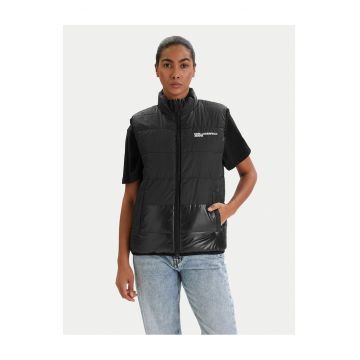 Geaca dama -  fermoar - negru - poliester reciclat -