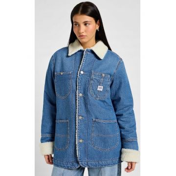 Geaca dama -  jacheta lunga din denim - captusita - albastra - bumbac