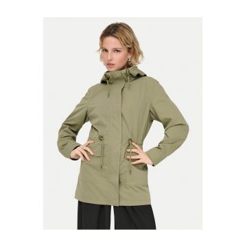 Geaca dama -  parka - fermoar - verde - poliester reciclat