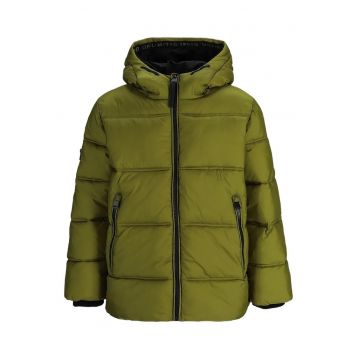 Geaca de iarna baieti  matlasata - impermeabila - cu gluga - verde masliniu
