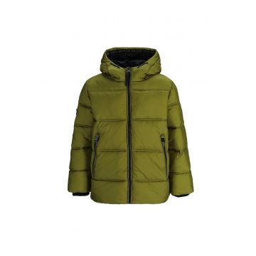 Geaca de iarna baieti  matlasata - impermeabila - cu gluga - verde masliniu