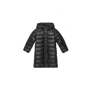 Geaca de iarna copii -  neagra - material sintetic - cu gluga detasabila