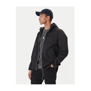 Geaca de tranzitie barbati -  bumbac organic - negru - fermoar - buzunare cu capse