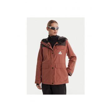 Geaca outdoor dama -  poliester reciclat - maro - pentru drumetie
