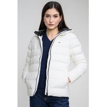 Geaca slim fit cu gluga - Alb
