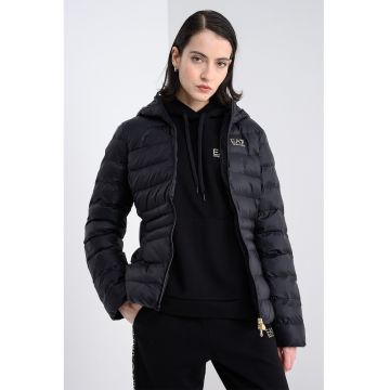 Geaca slim-fit cu vatelina - Negru stins/Alb murdar