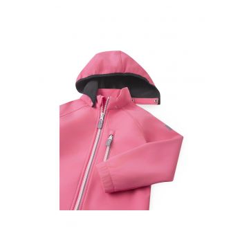 Geaca softshell copii -  roz - poliester reciclat - fermoar