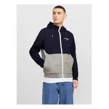 Jacheta bomber cu gluga - JJERUSH HOOD - Bleumarin inchis/dwqfwqGri - Gri/Bleumarin inchis