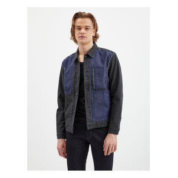 Jacheta colorblock din denim