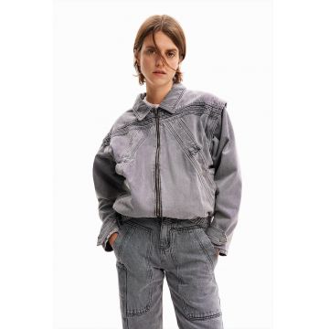 Jacheta convertibila de denim Tae - Gri deschis