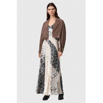 Jacheta crop de piele intoarsa Ophelia - Maro