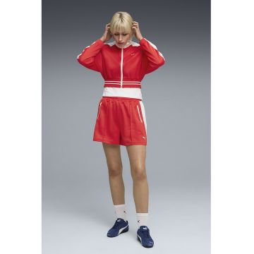 Jacheta crop relaxed fit de trening - Alb/Coral