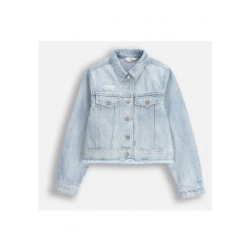 Jacheta din denim cu buzunare la piept -