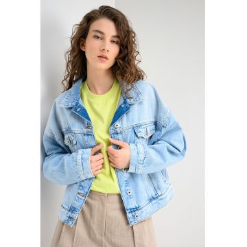 Jacheta din denim cu buzunare pe piept Lou - Albastru pastel
