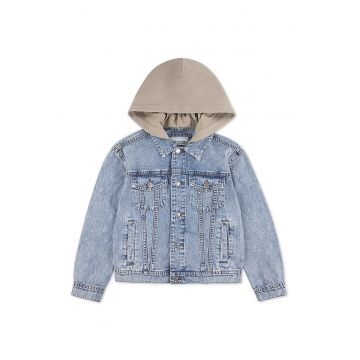 Jacheta din denim cu model 2in1 - Albastru deschis melange/Grej