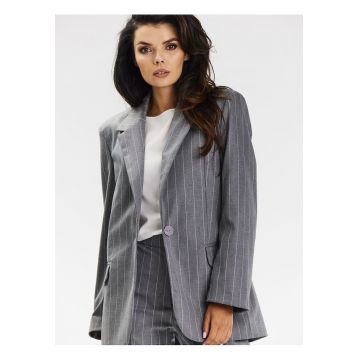Jacheta Gri  design modern - potrivire lejera - material din poliester
