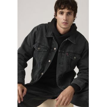 Jacheta relaxed fit din denim cu buzunare cu clapa pe piept - Albastru ultramarin