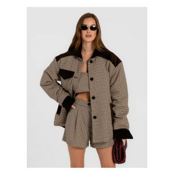 Jacheta tip camasa cu imprimeu houndstooth Retto -