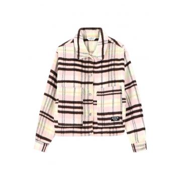 Jacheta tip camasa  pentru fete - model carouri - poliester - multicolor