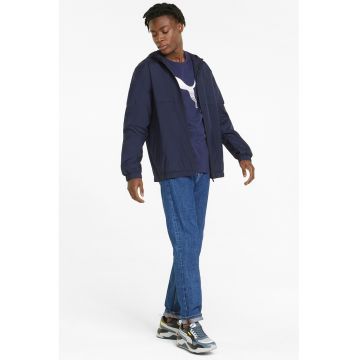 Jacheta windbreaker cu gluga Essentials Solid - Negru/Bleumarin