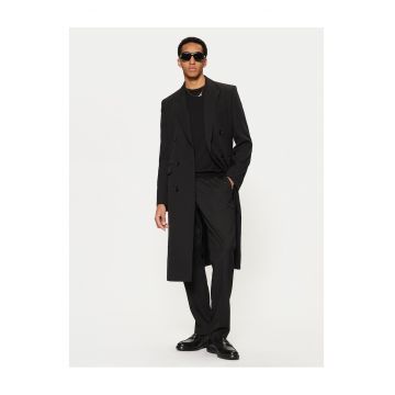 Palton de tranzitie -  lana virgina - negru - 50% bumbac 50% poliester -