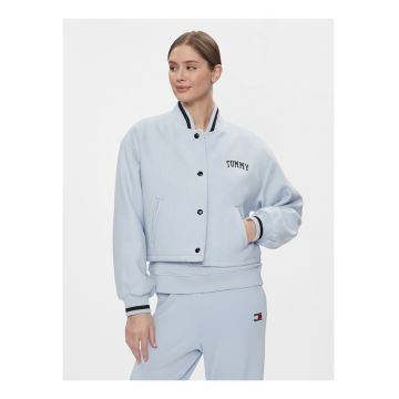 Geaca bomber cu capse din amestec de lana