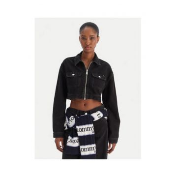 Geaca crop din denim cu doua buzunare
