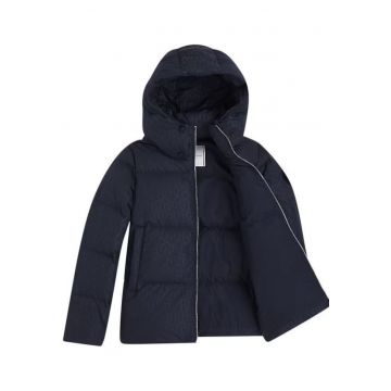 Geaca cu gluga si umplutura de puf Cube Embossed Puffer Down -
