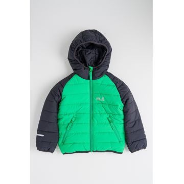 Geaca cu vatelina si gluga Zenon - Negru/Verde deschis