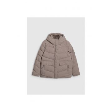 Geaca de puf pentru femei  bej - S - umplutura naturala - strat exterior hidrofob