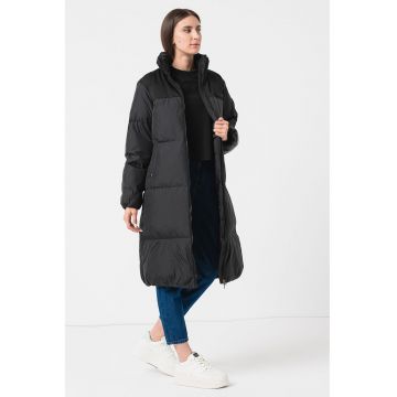Geaca lunga relaxed fit matlasata - Negru