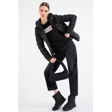 Geaca slim fit cu gluga - Negru