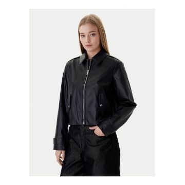 Jacheta crop din imitatie de piele