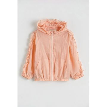 Jacheta cu gluga si maneci raglan - Roz somon