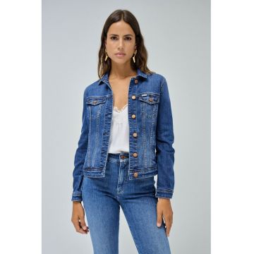 Jacheta de denim cu nasturi - Albastru lavanda
