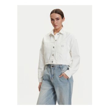Jacheta din denim crop cu nasturi -