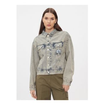 Jacheta din denim cu aspect prespalat -