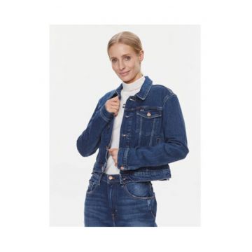 Jacheta din denim cu buzunare pe piept -