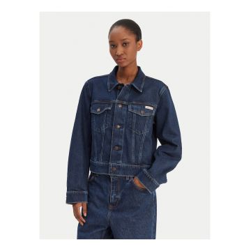 Jacheta din denim cu doua buzunare cu clapa