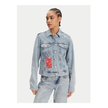 Jacheta din denim cu imprimeu -