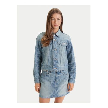 Jacheta din denim cu model logo