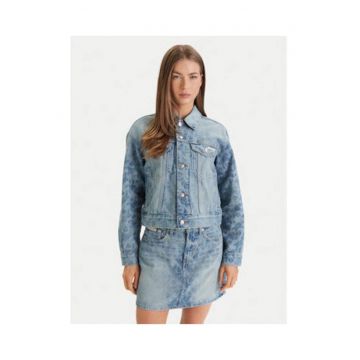 Jacheta din denim cu model logo