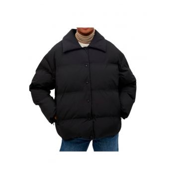 Jacheta groasa matlasata -  neagra - poliester - pentru femei -